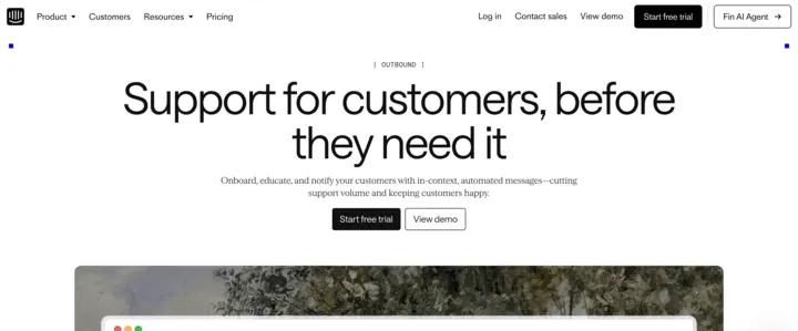 Intercom website hero image screenshot