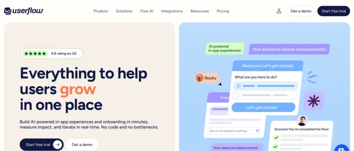 Userflow website hero image screenshot