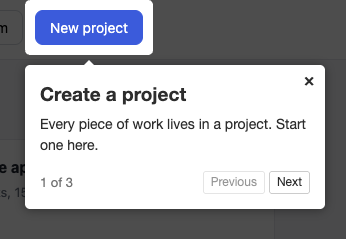 First step of the product tour built with Driver.js, shown with its default styling