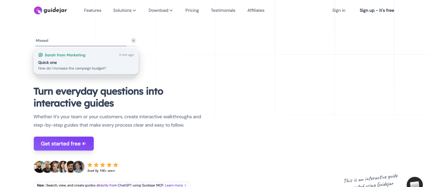 Guidejar website hero image screenshot