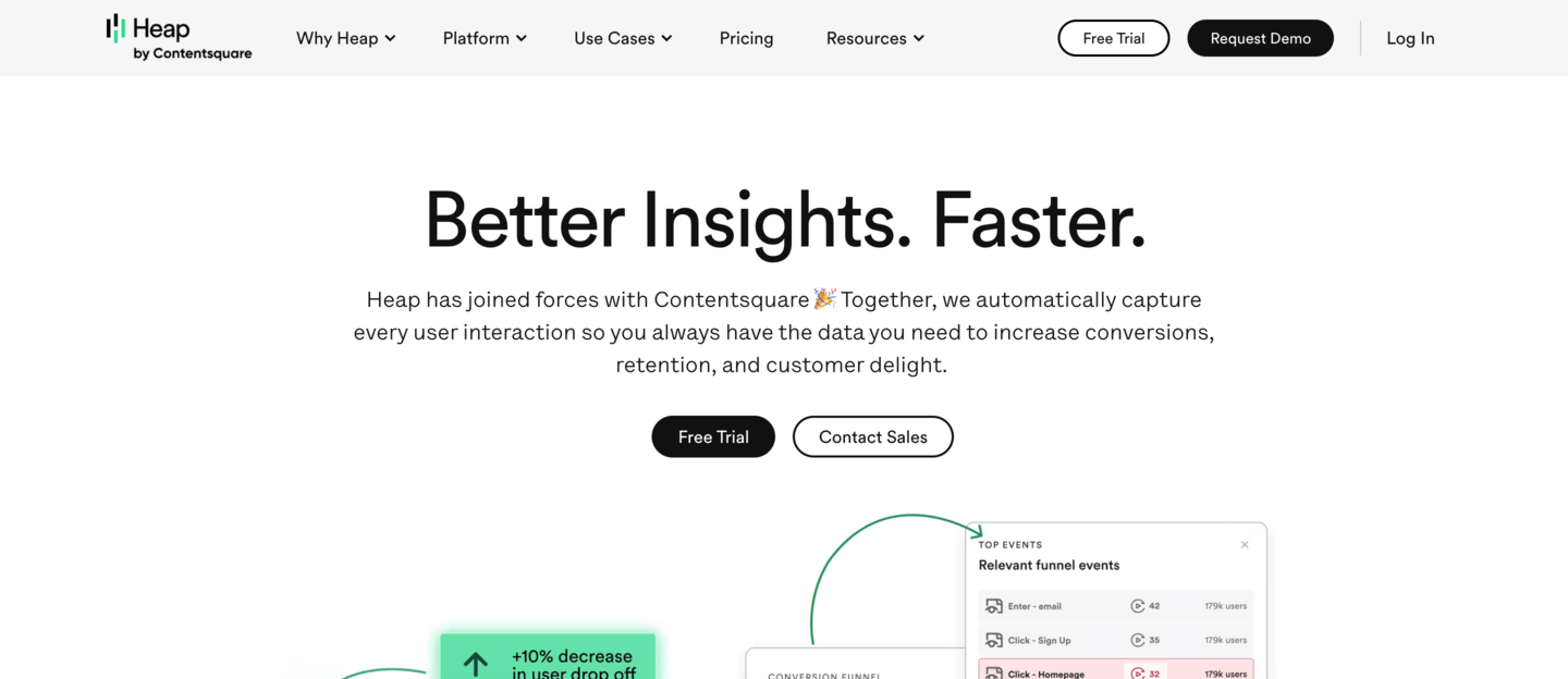 Heap website hero image screenshot