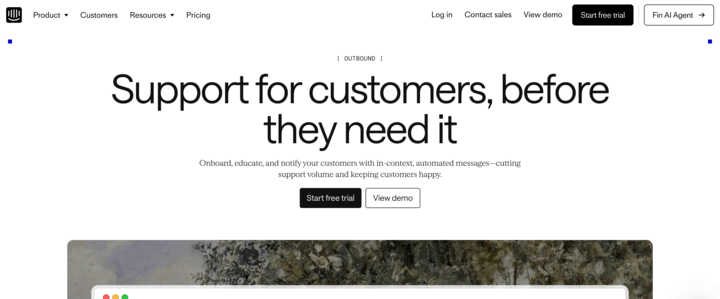 Intercom website hero image screenshot