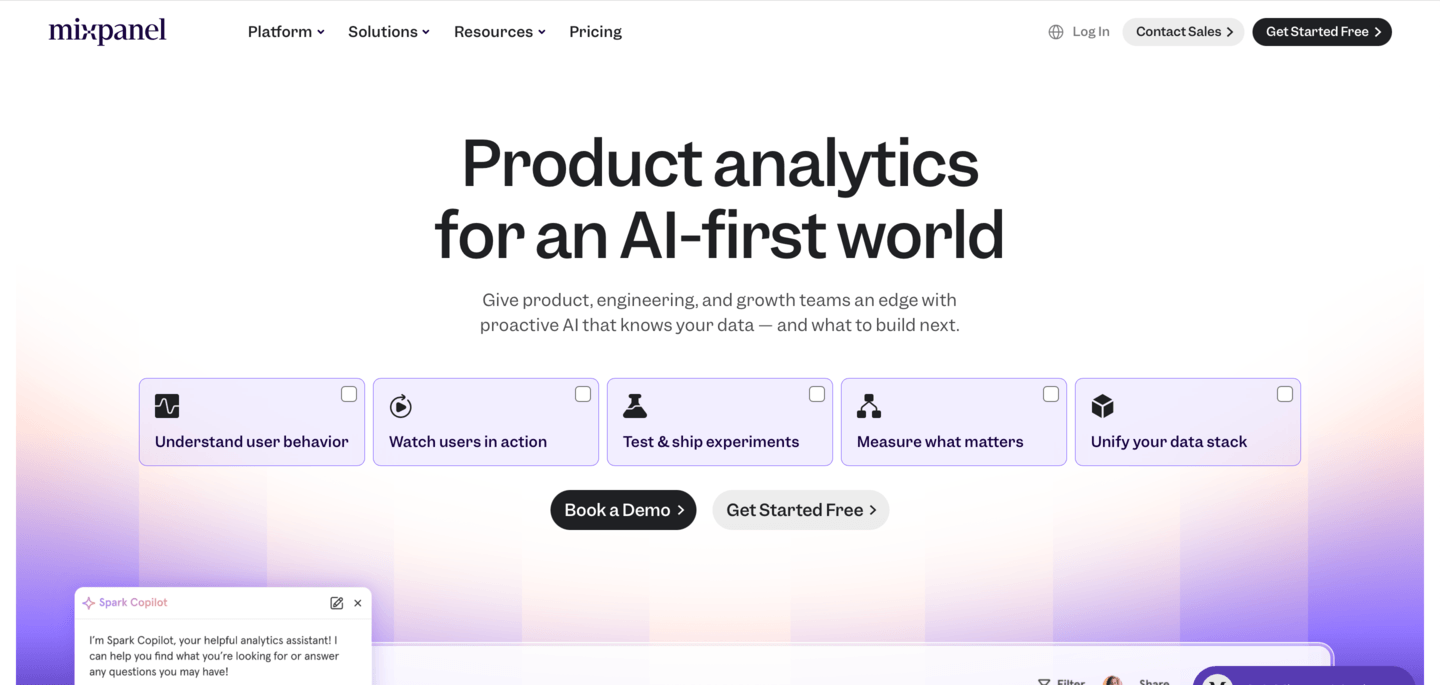 Mixpanel website hero image screenshot