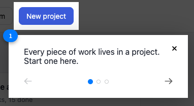 First step of the product tour built with Reactour, shown with its default styling