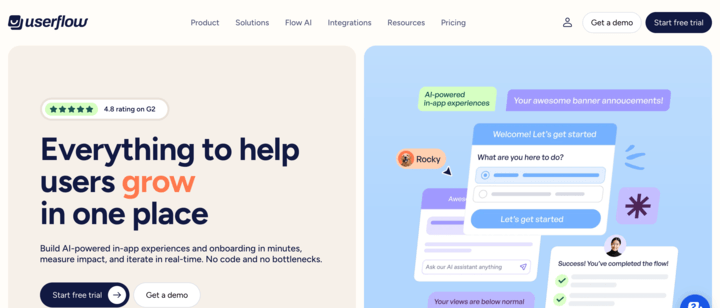 Userflow website hero image screenshot